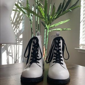 White & Black Combat Boots
